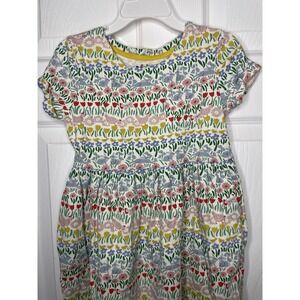 Mini Boden Girls Dress Short Sleeve Easter Flowers Bunny Chicken w/Pocket 6-7Y